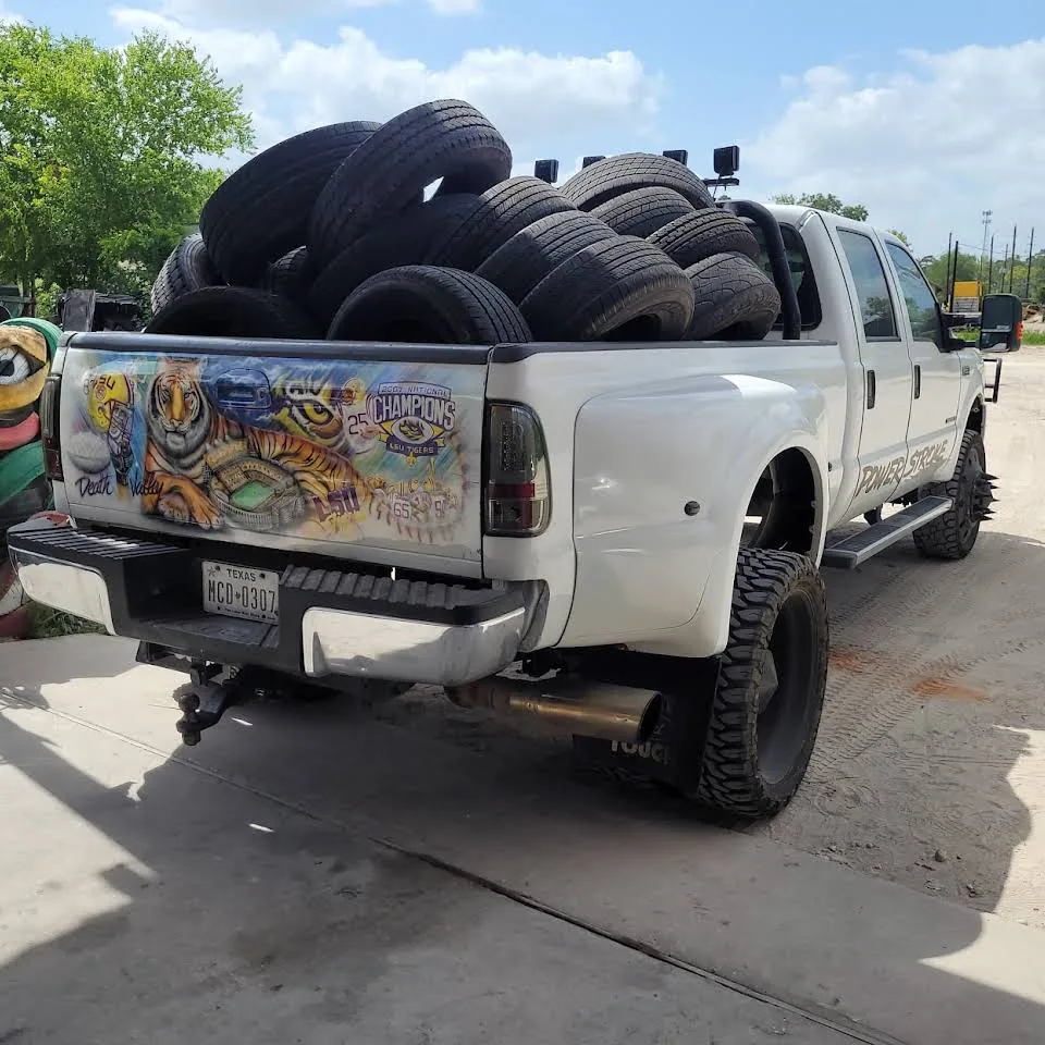 Prosise truck loaded with used tires